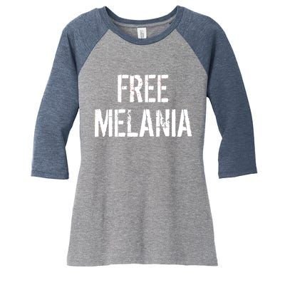 Free Melania Funny Distressed Logo Women's Tri-Blend 3/4-Sleeve Raglan Shirt