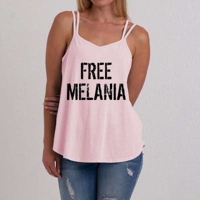 Free Melania Funny Distressed Logo Women's Strappy Tank