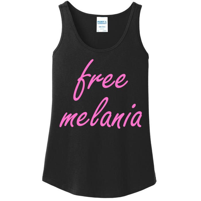 Free Melania Pink Script Logo Ladies Essential Tank