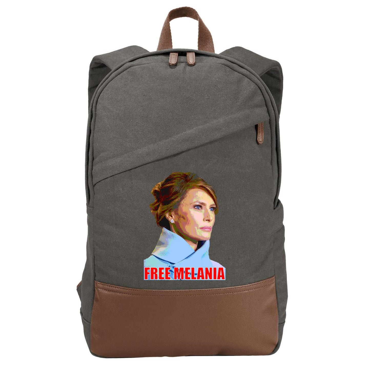 Free Melania Red Photo Cotton Canvas Backpack