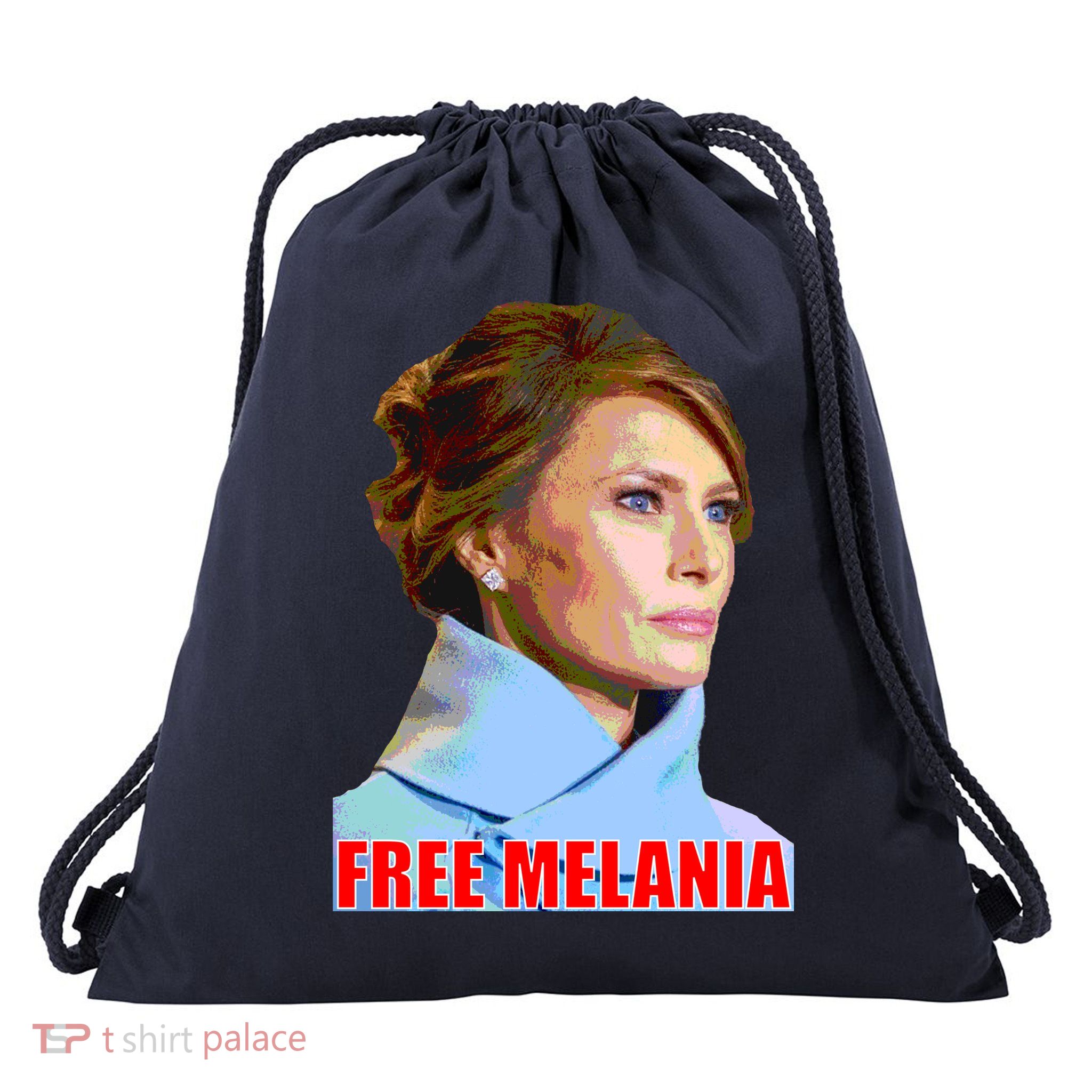 Free Melania Red Photo Drawstring Bag
