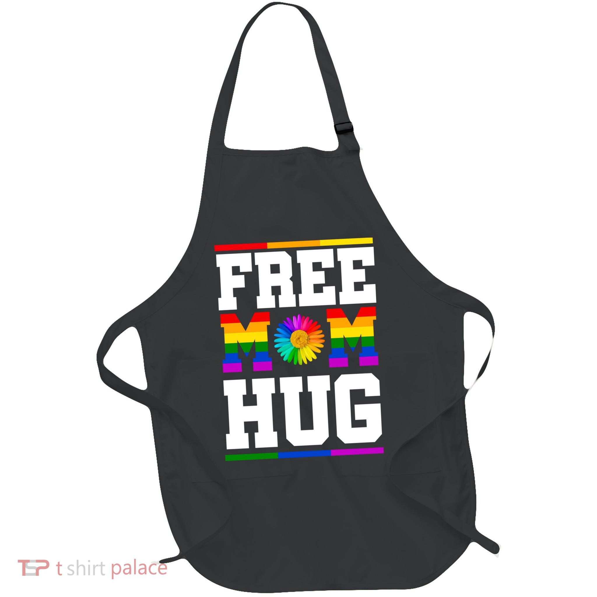 Free Mom Hugs Gay Pride Sunflower Full-Length Apron With Pockets