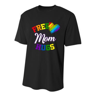 Free Mom Hugs LGBT Gay Pride Heart Youth Performance Sprint T-Shirt
