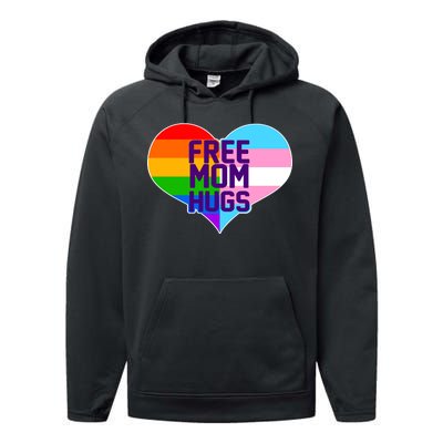 Free Mom Hugs LGBT Support Performance Fleece Hoodie