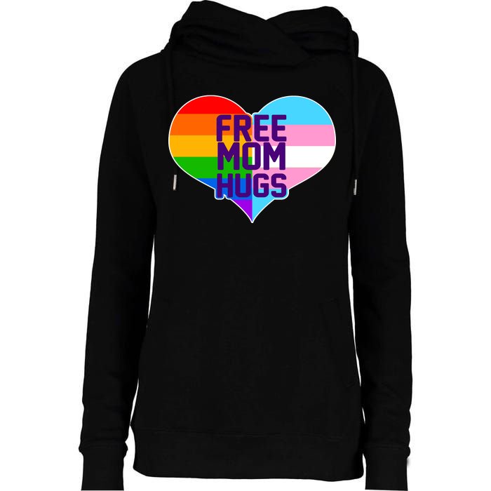 Free Mom Hugs LGBT Support Womens Funnel Neck Pullover Hood