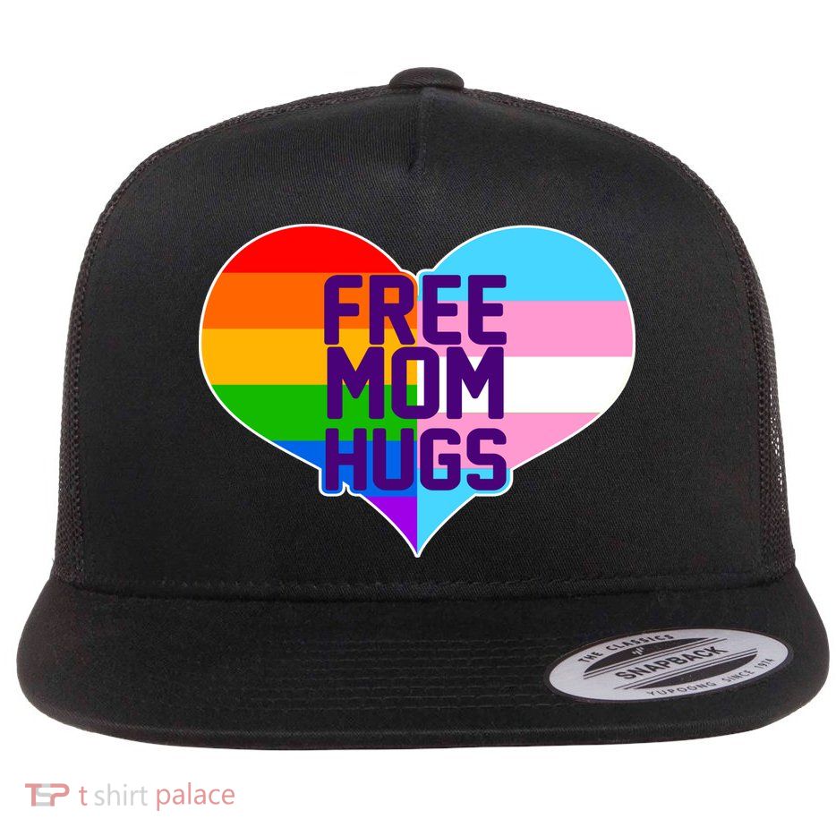 Free Mom Hugs LGBT Support Flat Bill Trucker Hat
