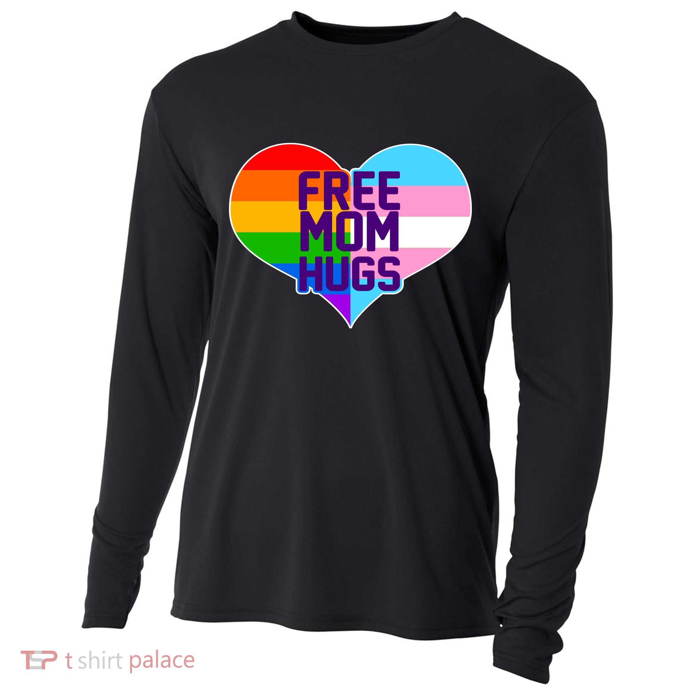 Free Mom Hugs LGBT Support Cooling Performance Long Sleeve Crew