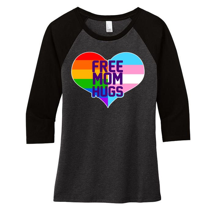 Free Mom Hugs LGBT Support Women's Tri-Blend 3/4-Sleeve Raglan Shirt