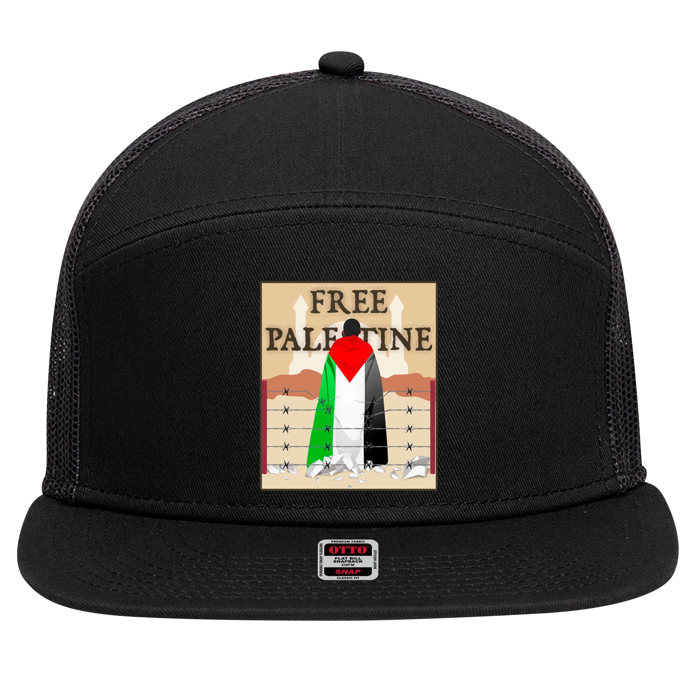 Free Palestine 7 Panel Mesh Trucker Snapback Hat