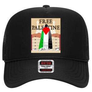 Free Palestine High Crown Mesh Back Trucker Hat