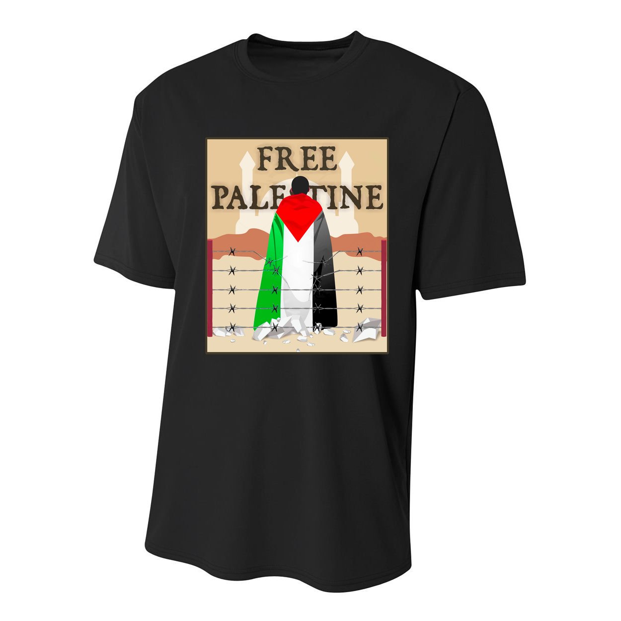 Free Palestine Youth Performance Sprint T-Shirt