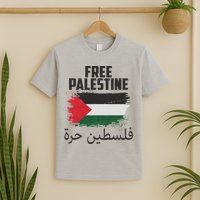 Free Palestine Arabic Distressed Painted Flag T-Shirt