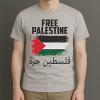 Free Palestine Arabic Distressed Painted Flag T-Shirt