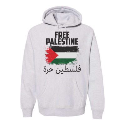 Free Palestine Arabic Distressed Painted Flag Premium Hoodie