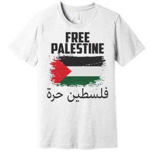 Free Palestine Arabic Distressed Painted Flag Premium T-Shirt