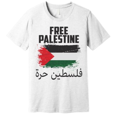 Free Palestine Arabic Distressed Painted Flag Premium T-Shirt