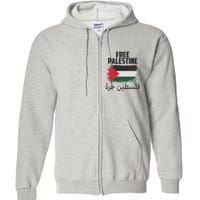 Free Palestine Arabic Distressed Painted Flag Full Zip Hoodie