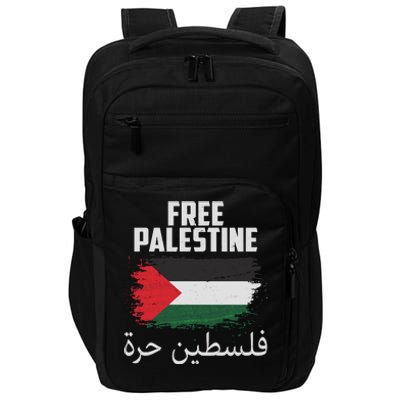 Free Palestine Arabic Distressed Painted Flag Impact Tech Backpack