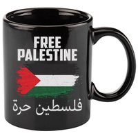 Free Palestine Arabic Distressed Painted Flag 11oz C Handle Ceramic Mug