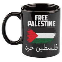 Free Palestine Arabic Distressed Painted Flag 11oz C Handle Ceramic Mug