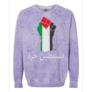 Free Palestine Arabic Protest Fist Flag Colors Colorblast Crewneck Sweatshirt