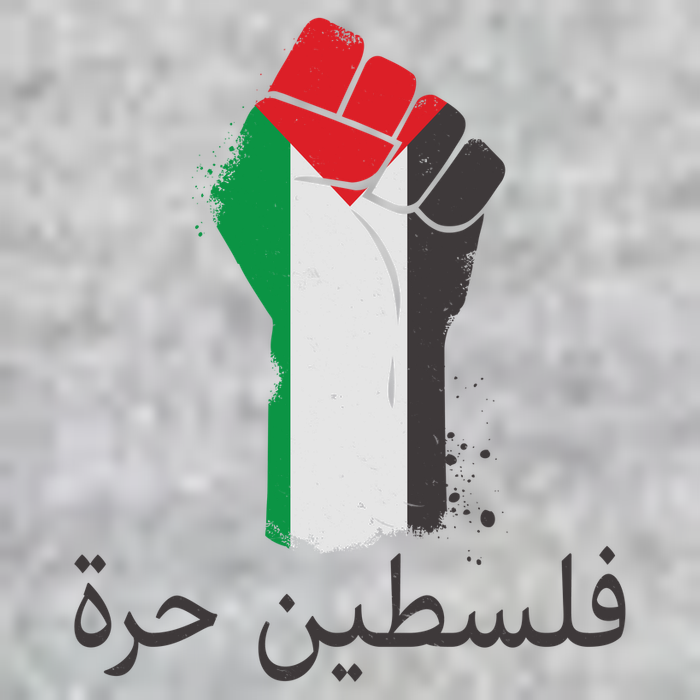Free Palestine Arabic Protest Fist Flag Colors T-Shirt
