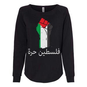 Free Palestine Arabic Protest Fist Flag Colors Womens California Wash Sweatshirt