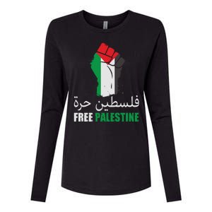 Free Palestine Arabic Support Palestine Gaza Jerusalem Womens Cotton Relaxed Long Sleeve T-Shirt