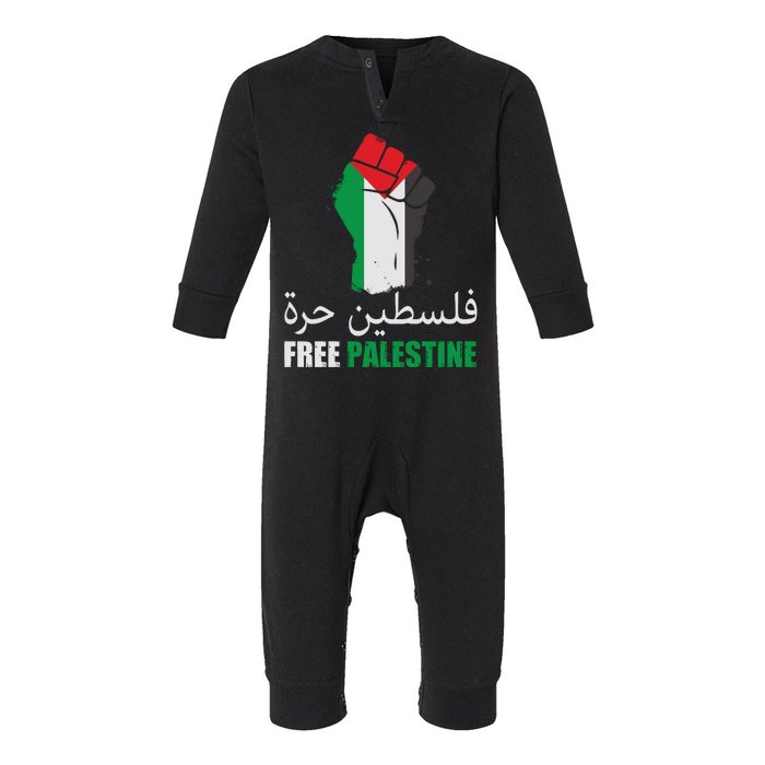 Free Palestine Arabic Support Palestine Gaza Jerusalem Infant Fleece One Piece