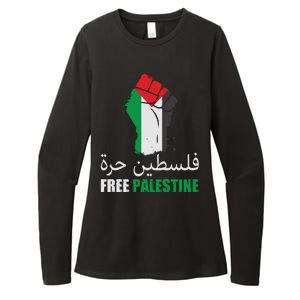 Free Palestine Arabic Support Palestine Gaza Jerusalem Womens CVC Long Sleeve Shirt