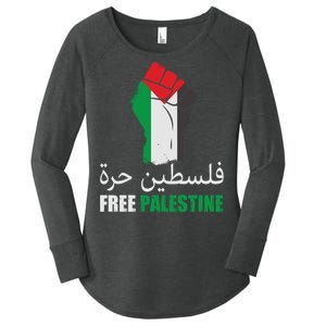 Free Palestine Arabic Support Palestine Gaza Jerusalem Women's Perfect Tri Tunic Long Sleeve Shirt