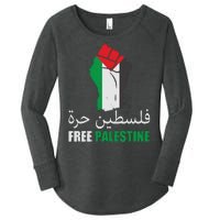 Free Palestine Arabic Support Palestine Gaza Jerusalem Women's Perfect Tri Tunic Long Sleeve Shirt