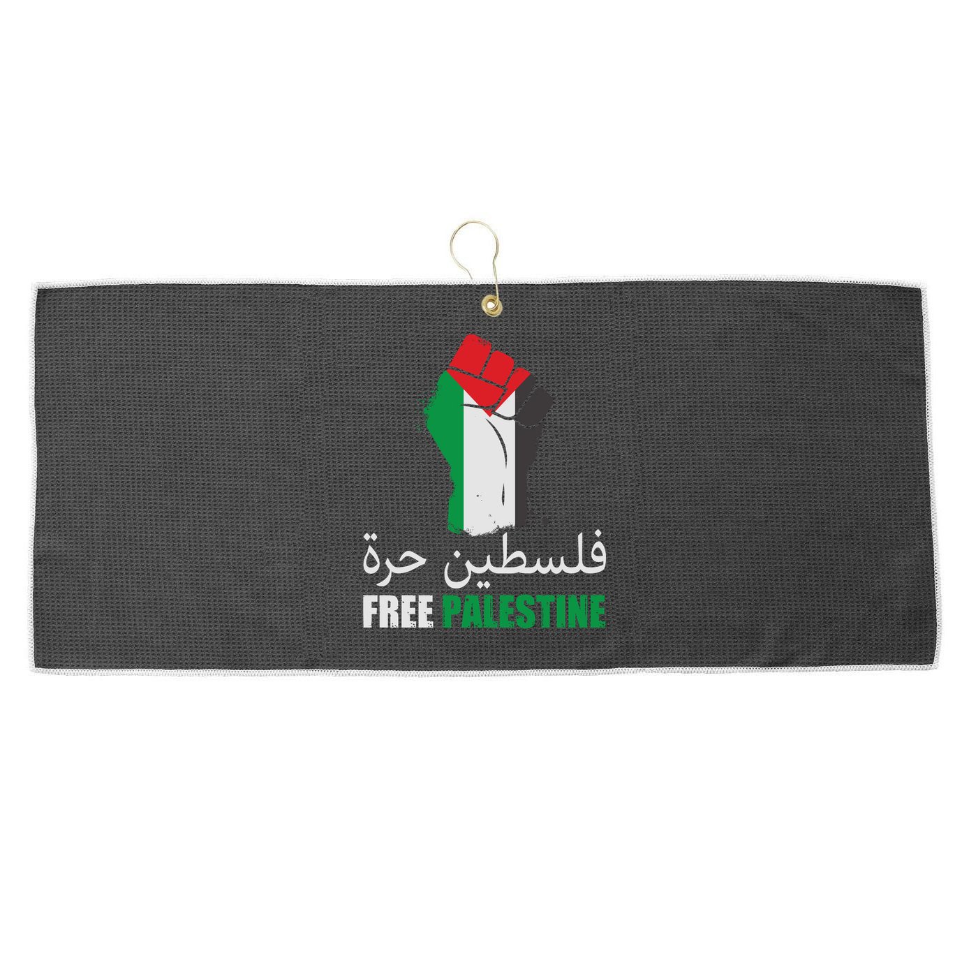 Free Palestine Arabic Support Palestine Gaza Jerusalem Large Microfiber Waffle Golf Towel