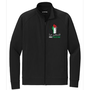 Free Palestine Arabic Support Palestine Gaza Jerusalem Stretch Full-Zip Cadet Jacket