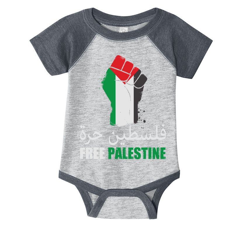 Free Palestine Arabic Support Palestine Gaza Jerusalem Infant Baby Jersey Bodysuit