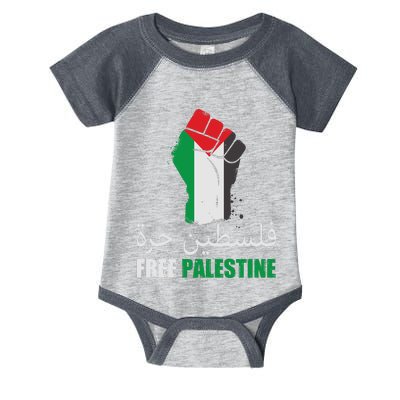 Free Palestine Arabic Support Palestine Gaza Jerusalem Infant Baby Jersey Bodysuit