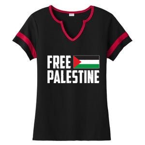 Free Palestine Flag Ladies Halftime Notch Neck Tee