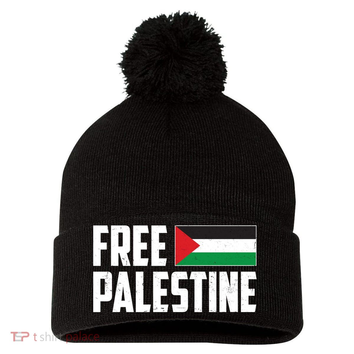 Free Palestine Flag Pom Pom 12in Knit Beanie