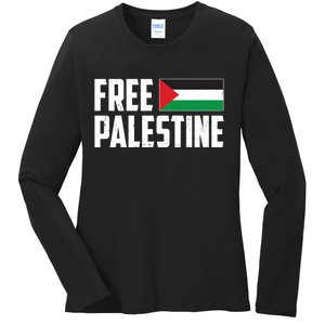 Free Palestine Flag Ladies Long Sleeve Shirt