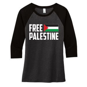 Free Palestine Flag Women's Tri-Blend 3/4-Sleeve Raglan Shirt