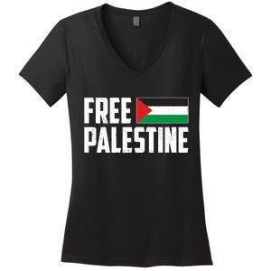 Free Palestine Flag Women's V-Neck T-Shirt