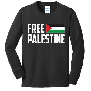 Free Palestine Flag Kids Long Sleeve Shirt