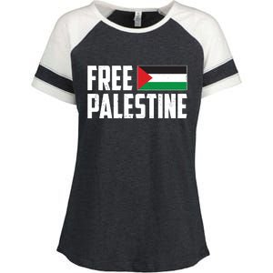 Free Palestine Flag Enza Ladies Jersey Colorblock Tee