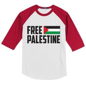 Free Palestine Flag Kids Colorblock Raglan Jersey