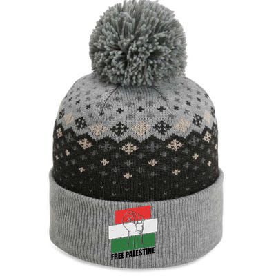 Free Palestine Flag Colors Blocks Protest Fist  The Baniff Cuffed Pom Beanie