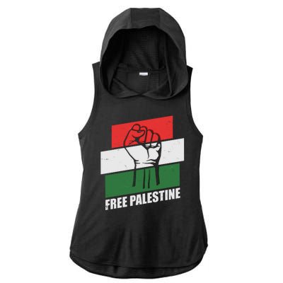 Free Palestine Flag Colors Blocks Protest Fist  Ladies PosiCharge Tri-Blend Wicking Draft Hoodie Tank