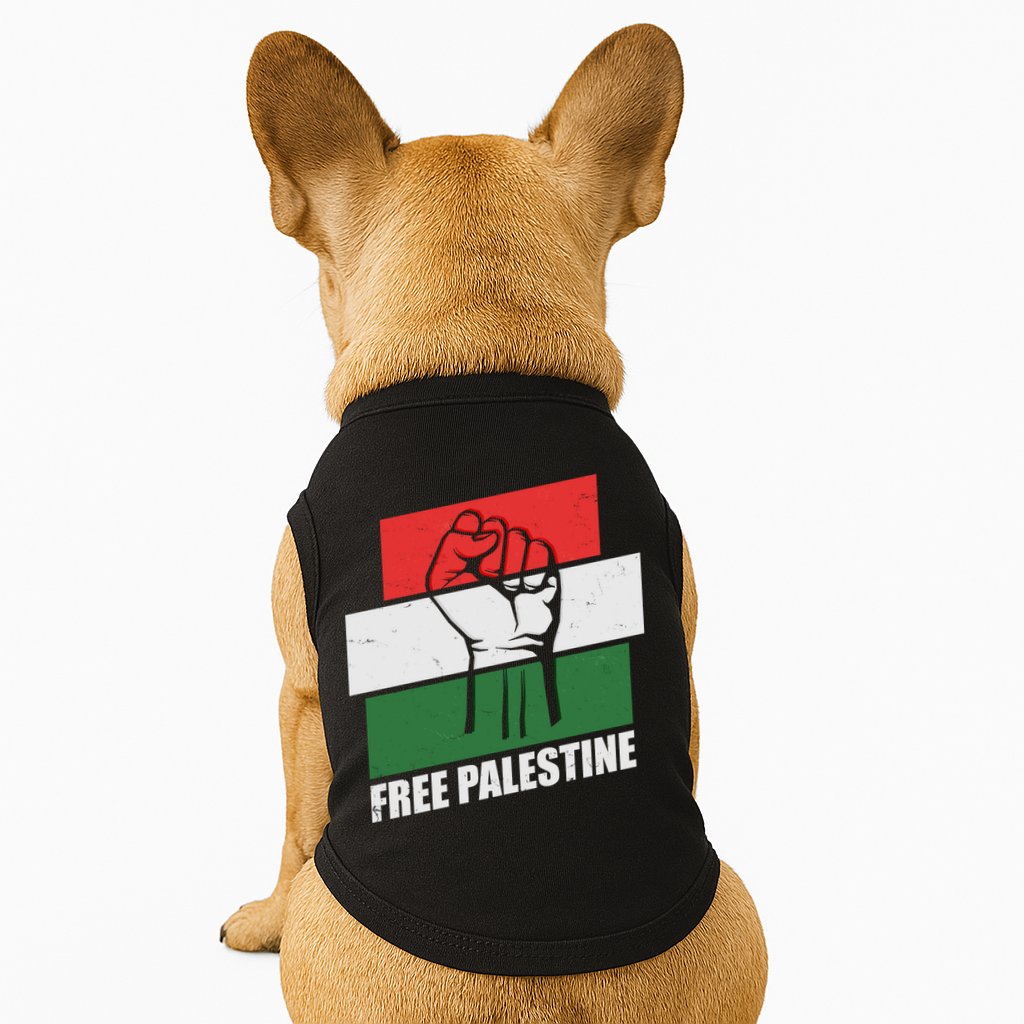 Free Palestine Flag Colors Blocks Protest Fist  Doggie Tank