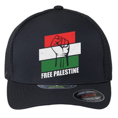 Free Palestine Flag Colors Blocks Protest Fist  Flexfit Unipanel Trucker Cap