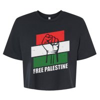 Free Palestine Flag Colors Blocks Protest Fist  Bella+Canvas Jersey Crop Tee