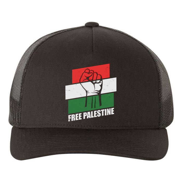 Free Palestine Flag Colors Blocks Protest Fist  Yupoong Adult 5-Panel Trucker Hat